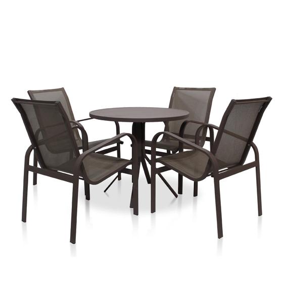 Imagem de Conjunto de Mesa Com 4 Cadeiras Linha Leve - Marrom