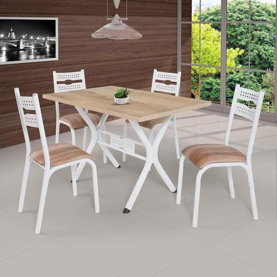 Imagem de Conjunto de Mesa com 4 Cadeiras Luna Clássica Ciplafe Branco/Capuccino