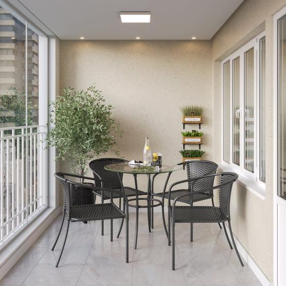 Imagem de Conjunto de Mesa com 4 Cadeiras para Jardim Eclipse Yescasa