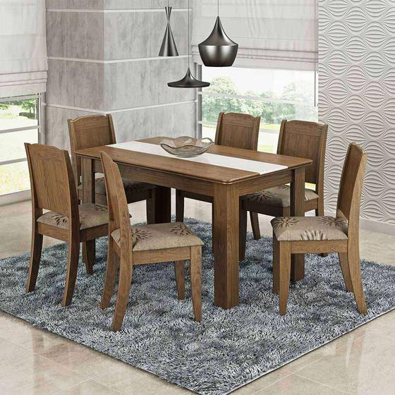 Imagem de Conjunto de Mesa com 6 Cadeiras Bárbara Savana e Café
