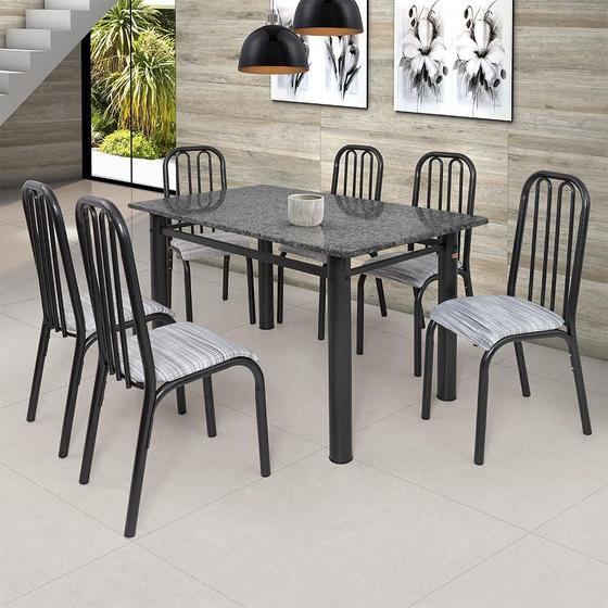Imagem de Conjunto de Mesa Com 6 Cadeiras Ciplafe Granito Craquelado