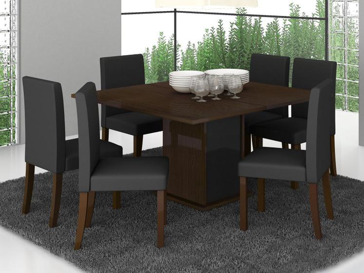 Imagem de Conjunto de Mesa com 6 Cadeiras Estofadas Madesa