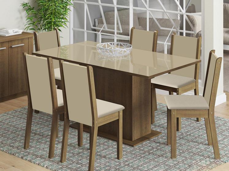 Imagem de Conjunto de Mesa com 6 Cadeiras Estofadas Madesa