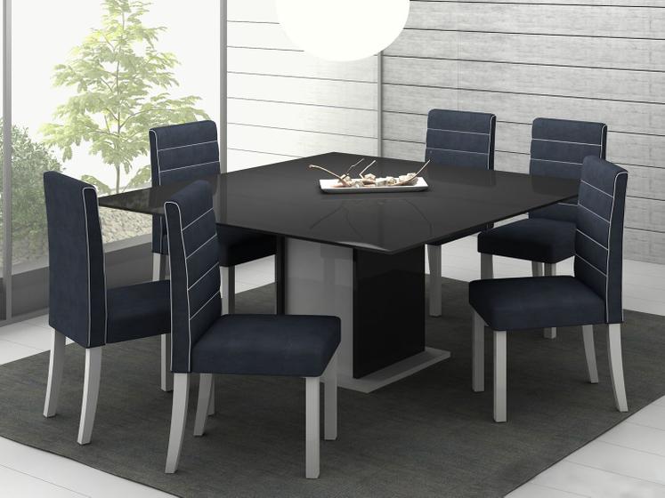 Imagem de Conjunto de Mesa com 6 Cadeiras Estofadas