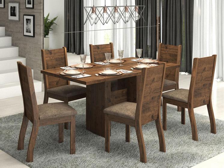 Imagem de Conjunto de Mesa com 6 Cadeiras Estofadas