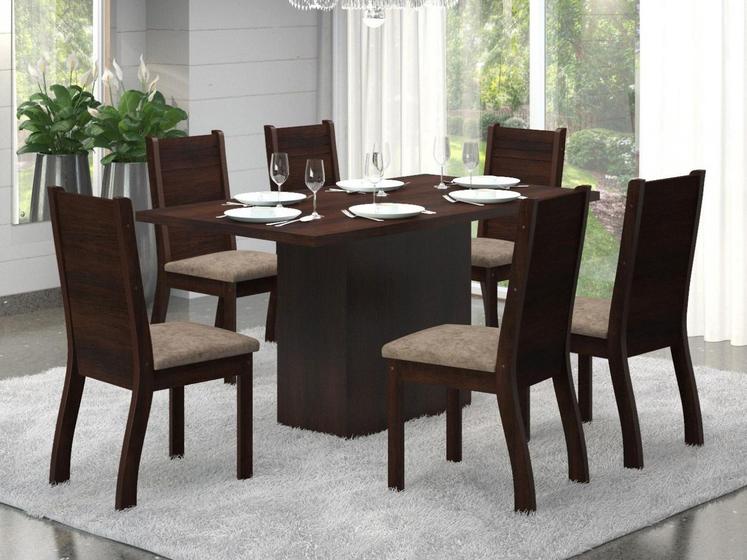 Imagem de Conjunto de Mesa com 6 Cadeiras Estofadas