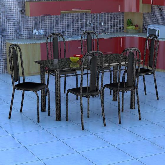 Imagem de Conjunto de Mesa com 6 Cadeiras Granada Preto Liso GR