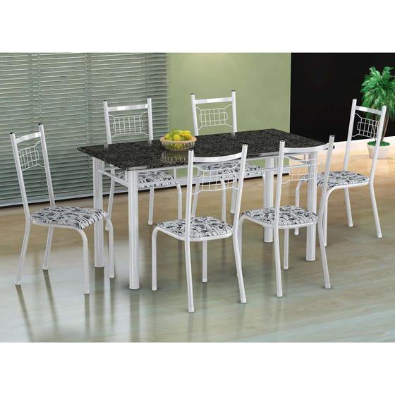 Imagem de Conjunto de Mesa com 6 Cadeiras Lisboa Branco e Branco Floral