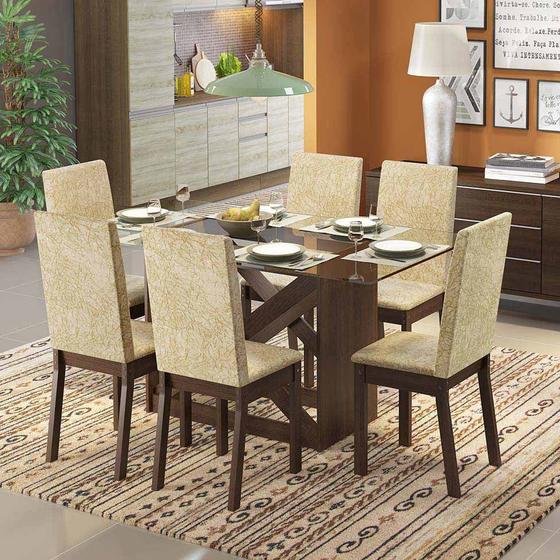 Imagem de Conjunto de Mesa com 6 Cadeiras Paola Tabaco Suede Imperial