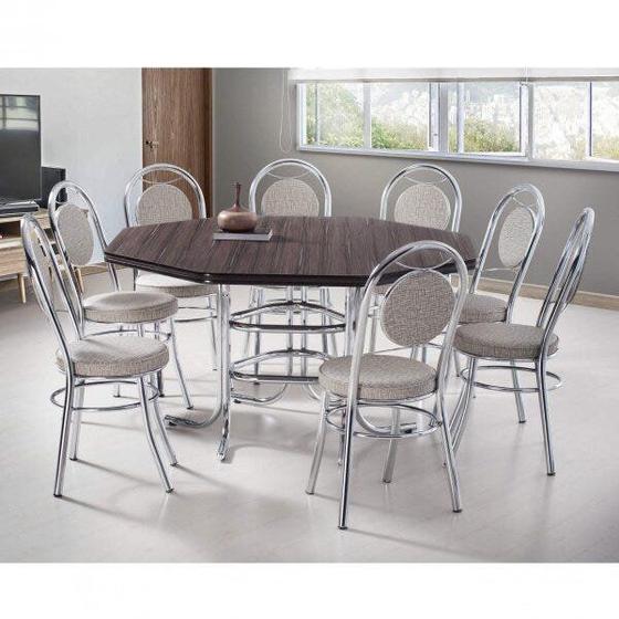 Imagem de Conjunto de Mesa com 8 Cadeiras Estofadas Mirela Móveis Brastubo