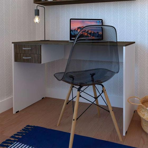 Imagem de Conjunto de Mesa com Gaveteiro de Escritório Arvo Branco e Ameixa Negra