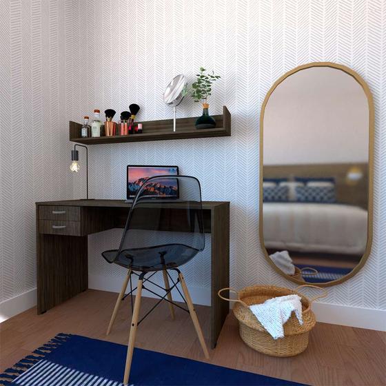 Imagem de Conjunto de Mesa com Gaveteiro e Prateleira de Escritório Helen Ameixa Negra