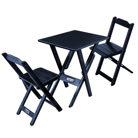 Imagem de Conjunto de Mesa Compacta 68x43 Cm com 2 Cadeiras - Preto
