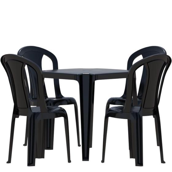 Imagem de Conjunto de mesa Coruripe com 4 cadeiras plásticas sem braço - Solplast
