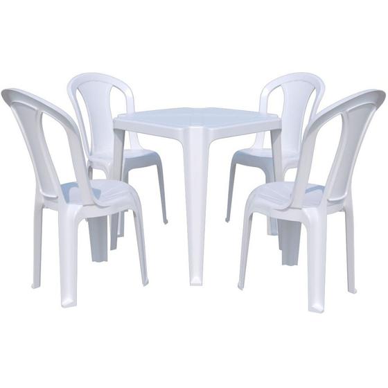 Conjunto de mesa Coruripe com 4 cadeiras plásticas sem braço - Solplast ...