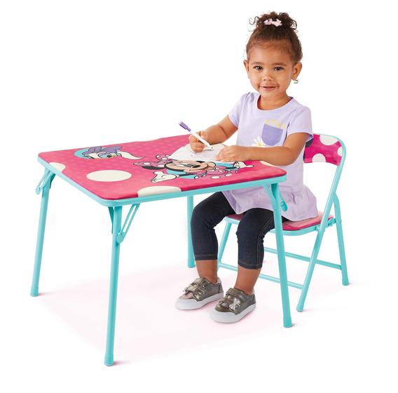 Imagem de Conjunto de mesa de atividades Jakks Pacific Minnie Jr com 1 cadeira azul/vermelha