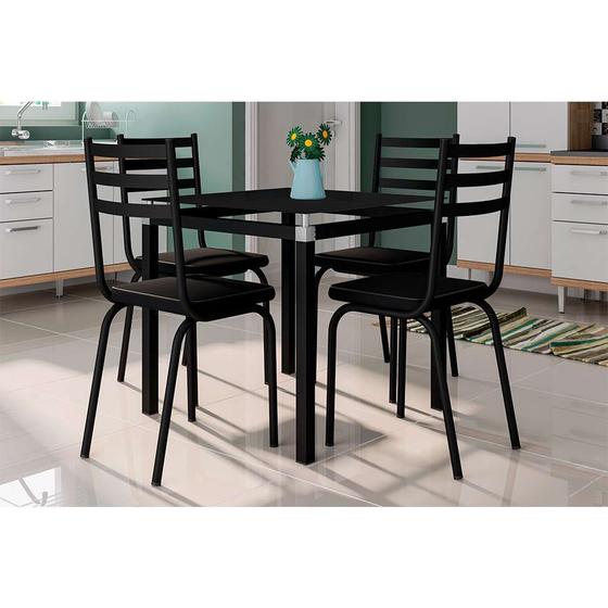 Conjunto de Mesa de Cozinha com 4 Lugares Malva II Preto Menor preço em Conjunto de Mesa de Cozinha com 4 Lugares Malva II Preto