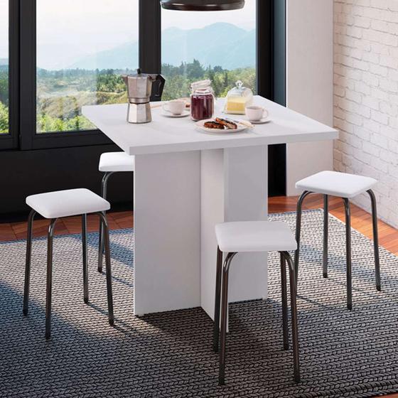 Imagem de Conjunto de Mesa de Cozinha com 4 Lugares Verona II Branco e Preto