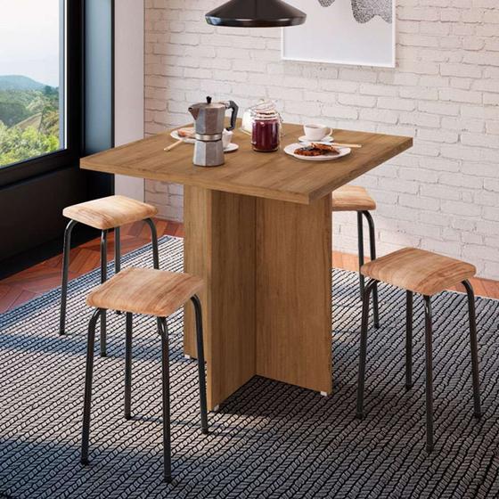 Imagem de Conjunto de Mesa de Cozinha com 4 Lugares Verona Madeira e Preto