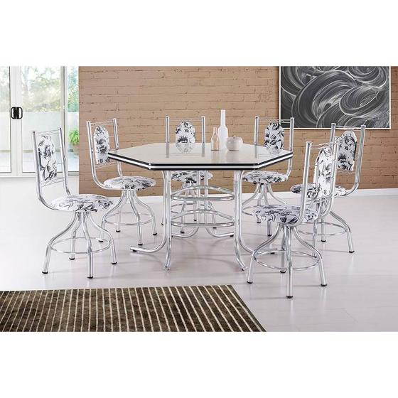 Imagem de Conjunto de Mesa de Jantar 6 Cadeiras Zeus Damasco Branco