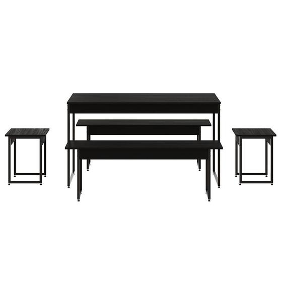 Imagem de Conjunto de Mesa de Jantar com 2 Bancos e 2 Banquetas Studio Preto