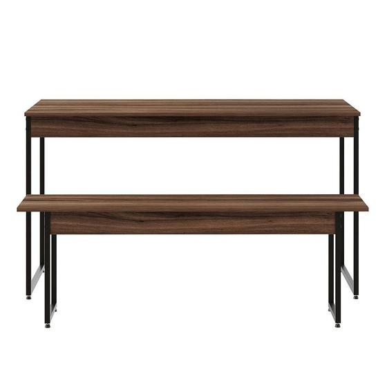 Imagem de Conjunto de Mesa de Jantar com Banco Studio Nogal e Preto
