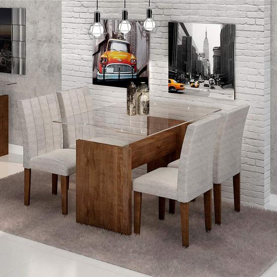 Imagem de Conjunto de Mesa de Jantar Evidence com 4 Cadeiras Miami Suede Chocolate e Cinza