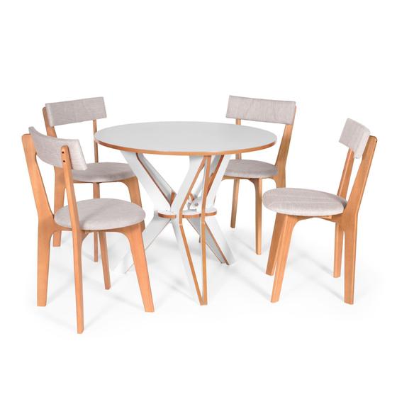 Imagem de Conjunto De Mesa  De Jantar Italia Com 4 Cadeiras Estofadas