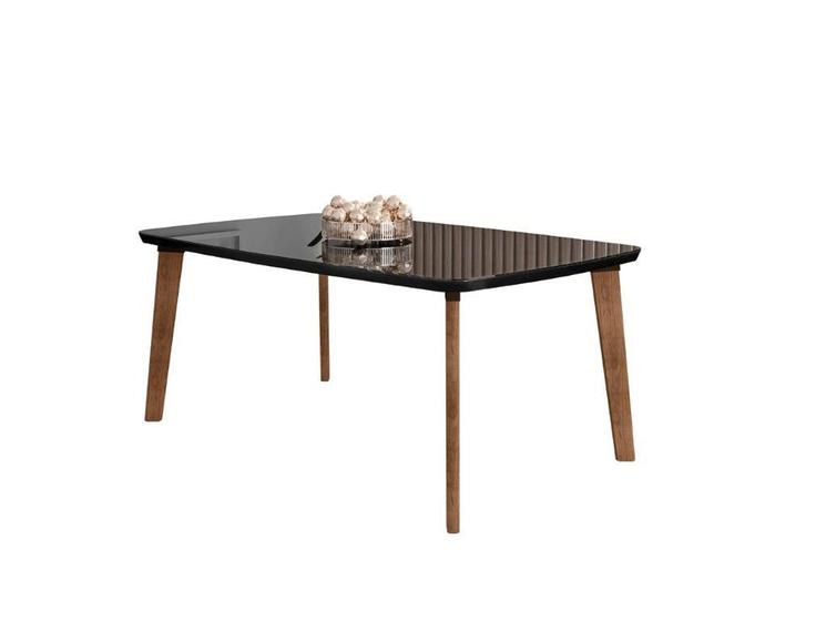 Imagem de Conjunto de Mesa de Jantar JAD Com Vidro Modelo Retrô Com Pés em Madeira Cor Black