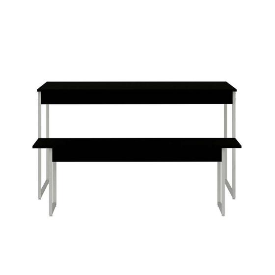 Imagem de Conjunto de Mesa de Jantar Retangular com 1 Banco Studio Preto e Branco