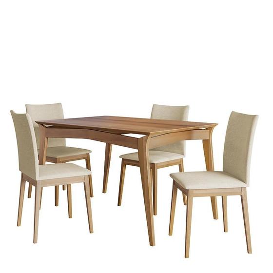 Imagem de Conjunto de Mesa de Jantar Rubi 136x90cm com 4 Cadeiras Rubi Imbuia/Neblina