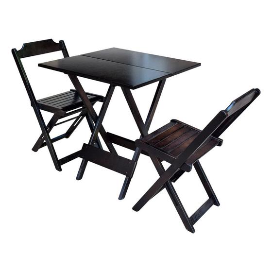 Imagem de Conjunto de Mesa Dobravel com 2 Cadeiras de Madeira 70x70 Pratica - Tabaco