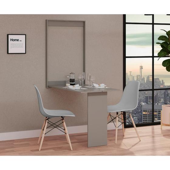 Imagem de Conjunto de Mesa Dobrável Retrátil 100cm Volpi com 2 Cadeiras Eiffel - Cinza