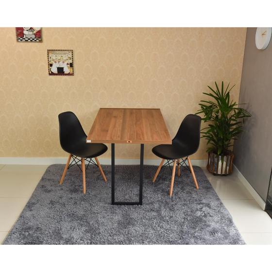 Imagem de Conjunto de Mesa Dobrável Retrátil 120 x 75 Noronha + 2 Cadeiras Eiffel - Preta