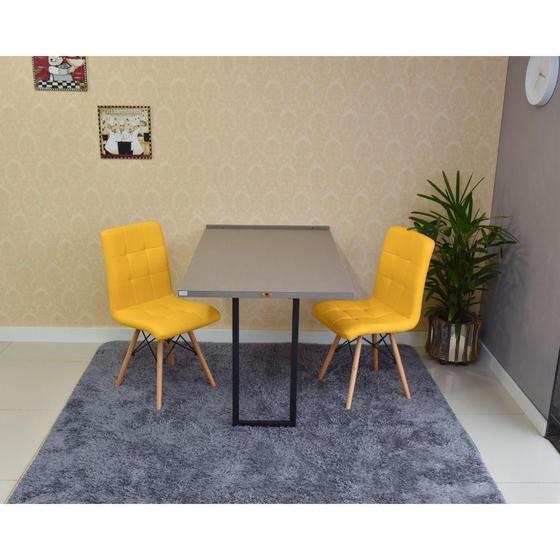Imagem de Conjunto de Mesa Dobrável Retrátil 120 x 75 Volpi + 2 Cadeiras Gomos - Amarela