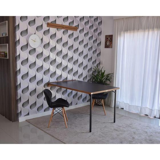 Imagem de Conjunto de Mesa Dobrável Retrátil 1,40 Preto/Noronha + 2 Cadeiras Eiffel Slim - Preto