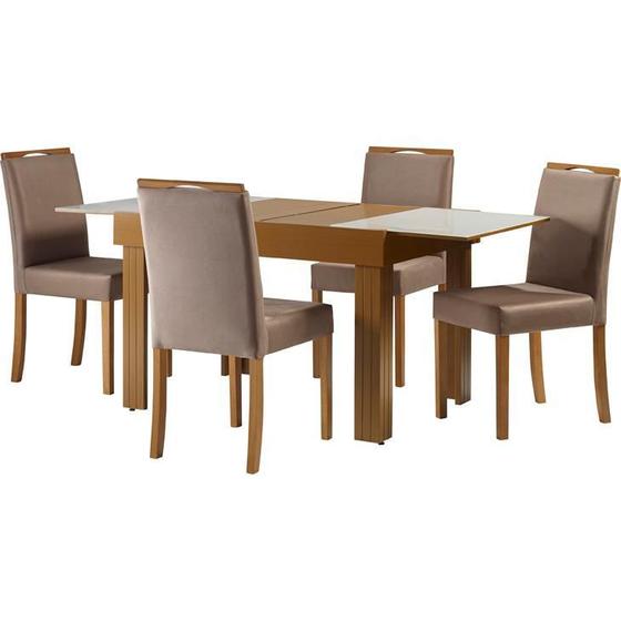 Imagem de Conjunto de Mesa e 6 Cadeiras Horus, Pinhão e Off White