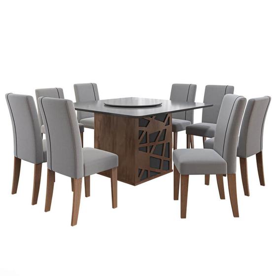 Imagem de Conjunto de Mesa e 8 Cadeiras Sala de Jantar com Prato Giratório 80x136x136cm Dobue Montreal
