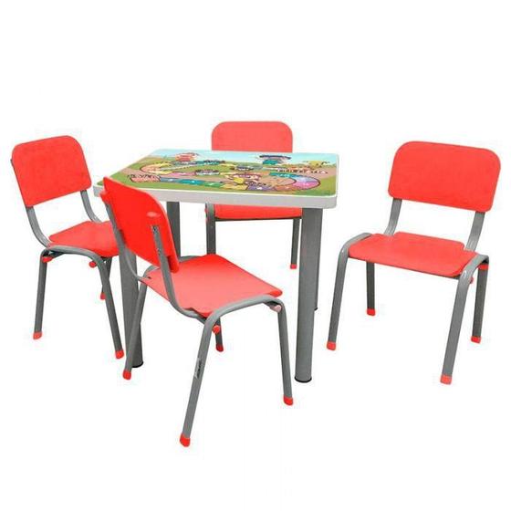 Imagem de Conjunto de Mesa e Cadeira Infantil Reforçadas Lg Flex Vermelha