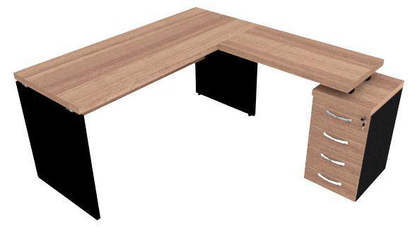 Imagem de Conjunto de Mesa em L  PE40 com mesa auxiliar 1,50 x 1,65