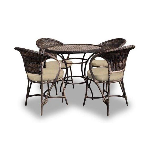 Imagem de Conjunto de Mesa Fibra Sintética Copacabana - 4 Poltronas + 1 Mesa - Duna Deserto