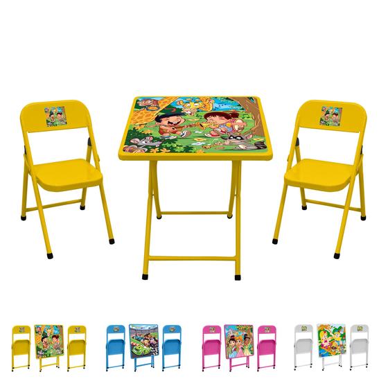 Imagem de Conjunto De Mesa Infantil Com 2 Cadeiras Dobrável Aço Jogo