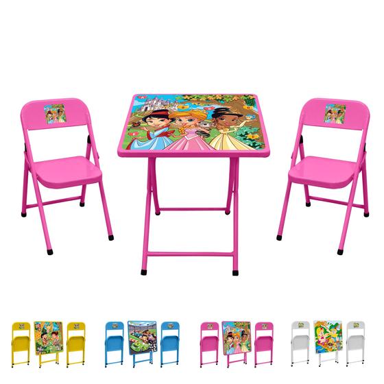 Imagem de Conjunto De Mesa Infantil Com 2 Cadeiras Dobrável Aço Jogo