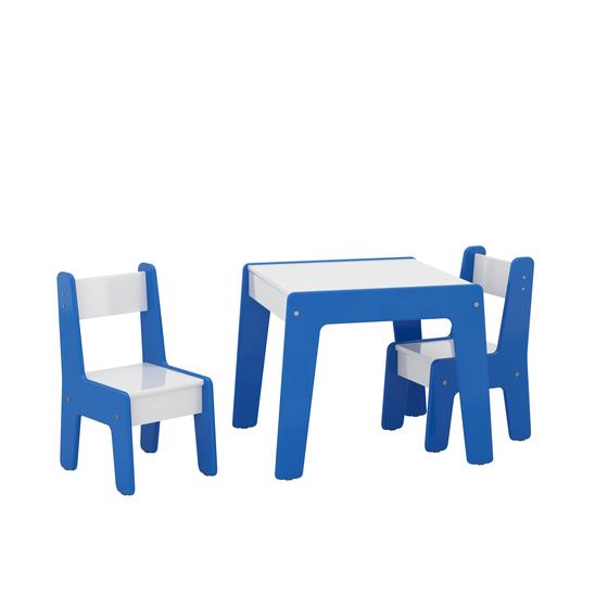 Imagem de Conjunto De Mesa Infatil 2 Cadeiras Sala De Brinquedos Azul