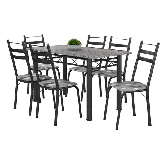 Imagem de Conjunto De Mesa Itália Com 6 Cadeiras 1,40m Artefamol Granito / Dark
