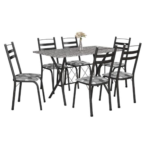 Conjunto De Mesa Itália New Com 6 Cadeiras 1,40m Artefamol Granito / Dark Menor preço em Conjunto De Mesa Itália New Com 6 Cadeiras 1,40m Artefamol Granito / Dark