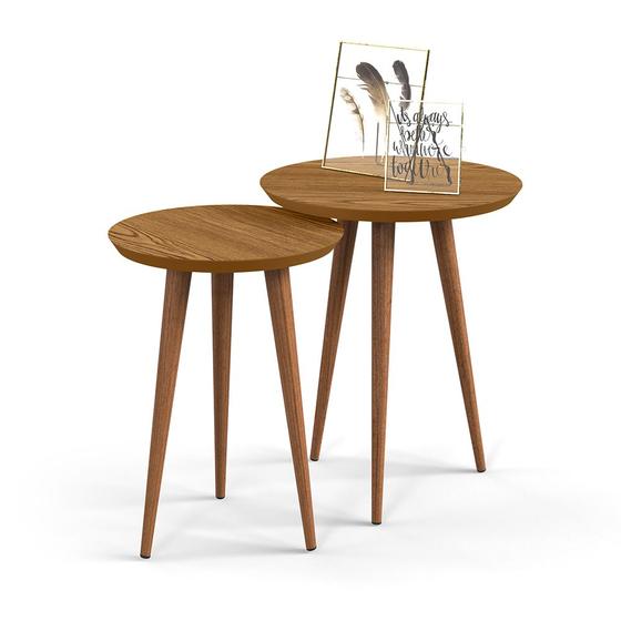 Imagem de conjunto de mesa lateral e apoio luna retro patrimar moveis