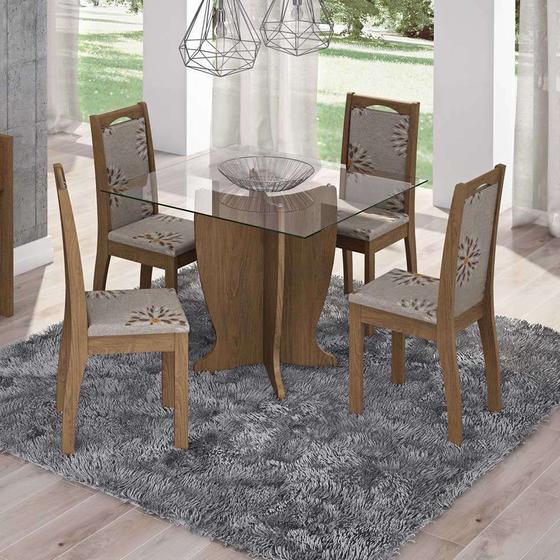 Imagem de Conjunto de Mesa Luana com 4 Cadeiras Livia Savana e café