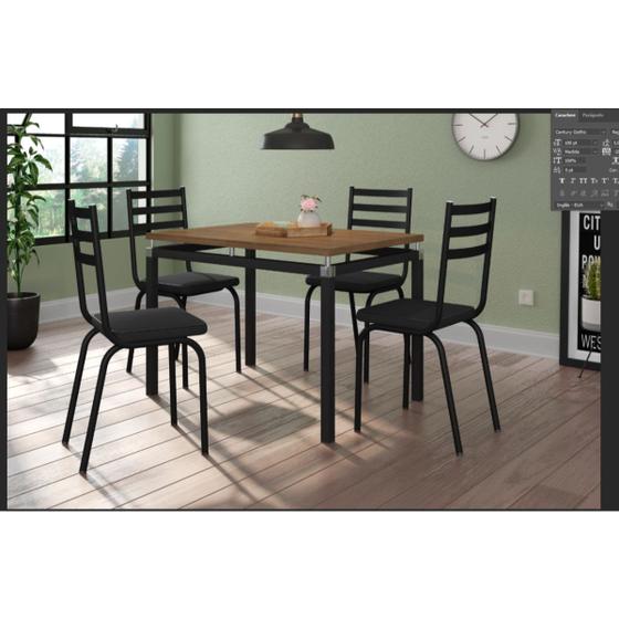 Imagem de Conjunto De Mesa Malva 91cm 4 Cadeiras 118 Tampo Em Madeira