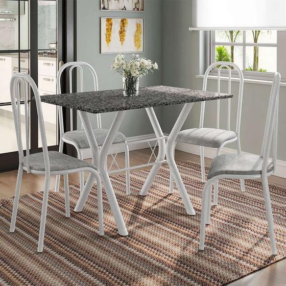 Imagem de Conjunto de Mesa Miame 110 cm com 4 Cadeiras Madri Branco e Vegetale
